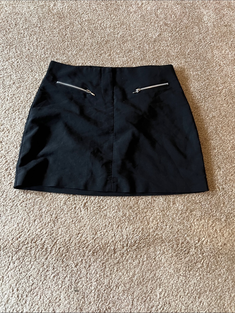 Star City Black Mini Skirt with Silver Zips